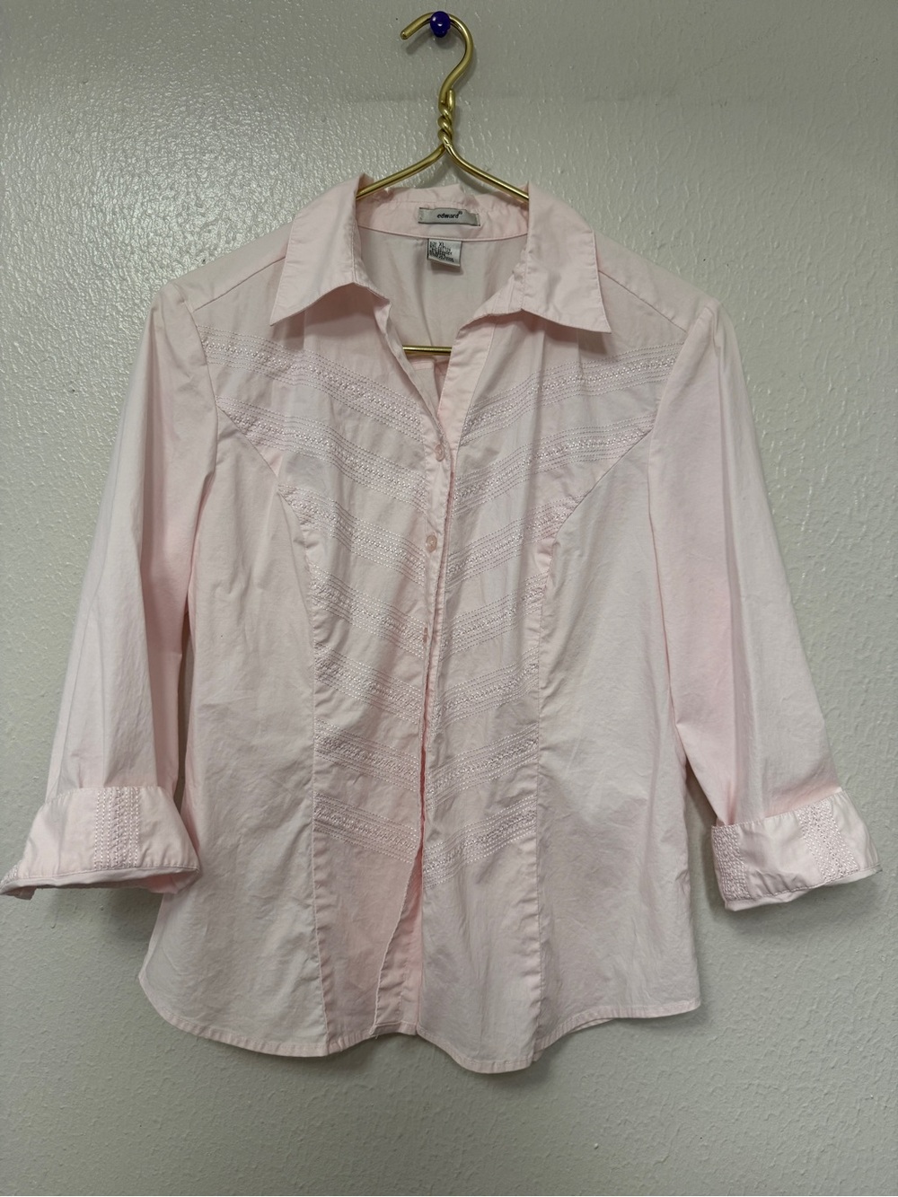 Edward Light Pink Embroidered Button-Up Shirt
